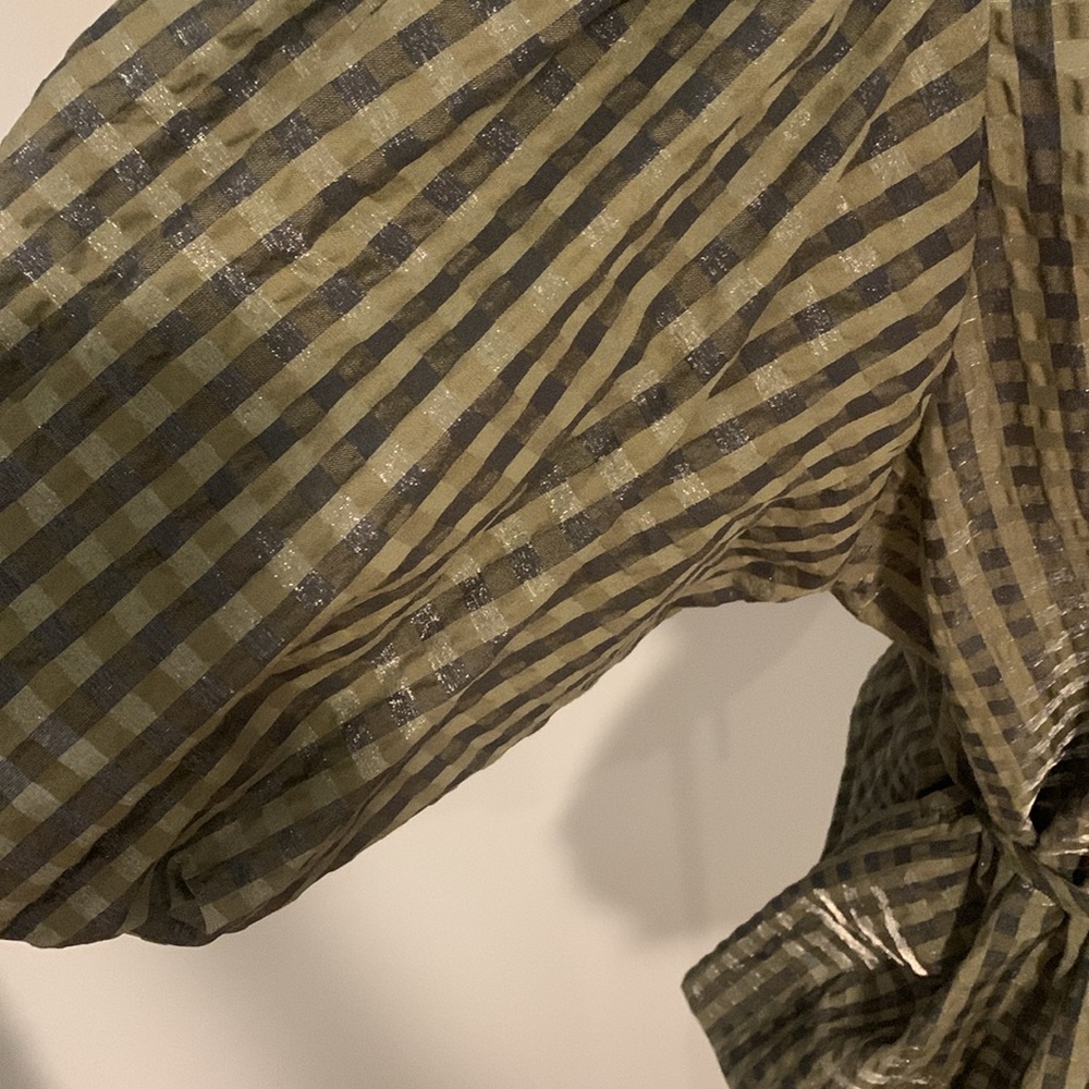 GANNI NWOT Checkered Black and Olive top - Picture 6 of 12